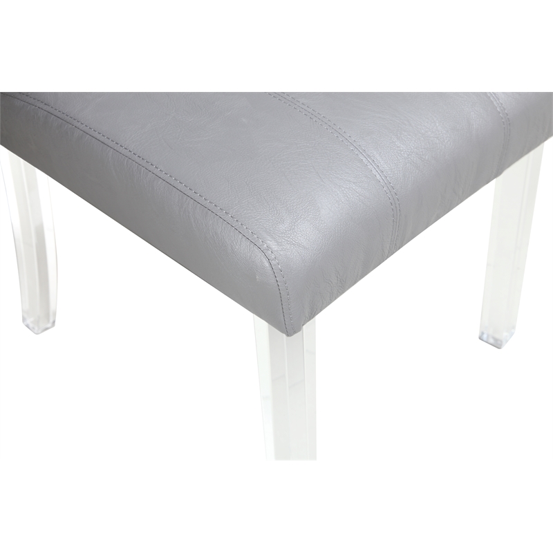 Milan Mckinley Flare-Back Steel/PU Parson Side Chair in Gray (Set of 2)