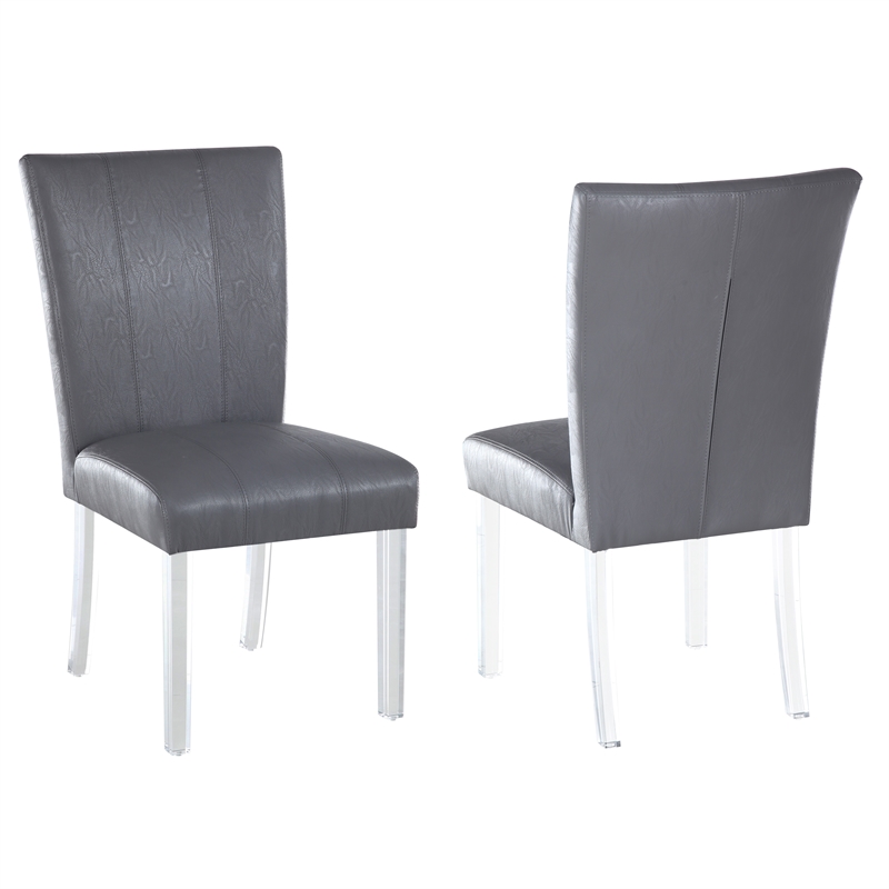 Milan Mckinley Flare-Back Steel/PU Parson Side Chair in Gray (Set of 2)