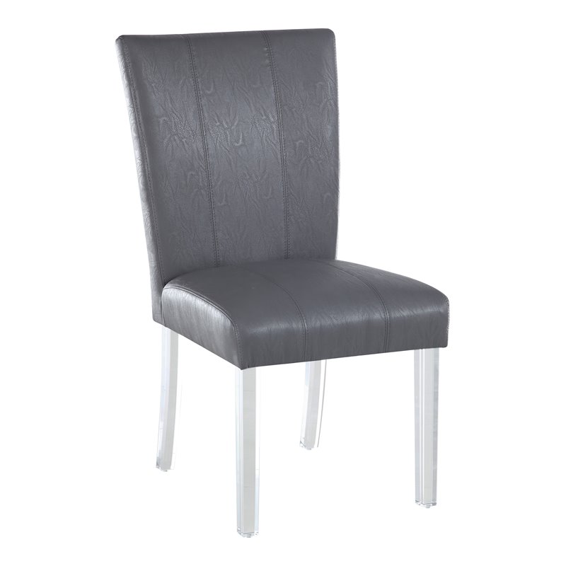 Milan Mckinley Flare-Back Steel/PU Parson Side Chair in Gray (Set of 2)