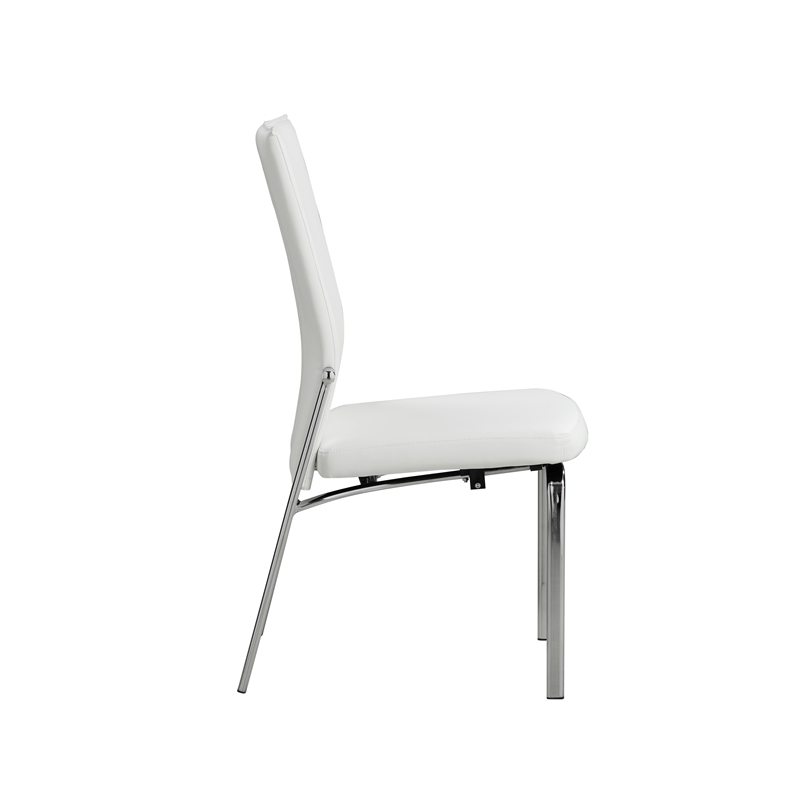 Milan Monique Motion-Back Faux Leather Side Chair in White (Set of 2)