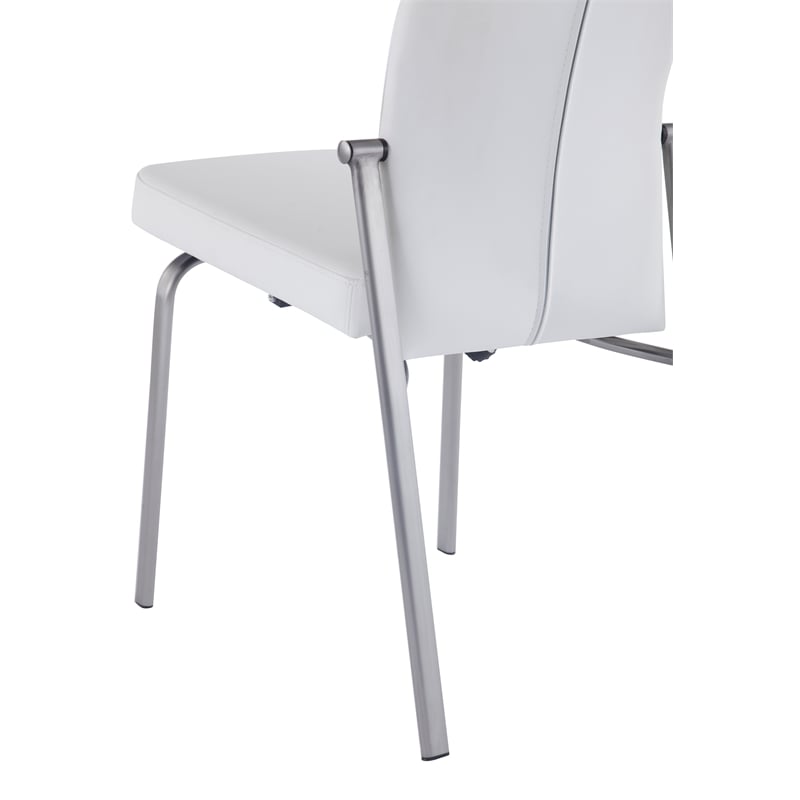 Milan Monique Motion-Back Faux Leather Side Chair in White (Set of 2)