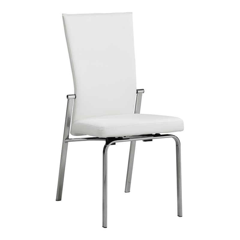 Milan Monique Motion-Back Faux Leather Side Chair in White (Set of 2)