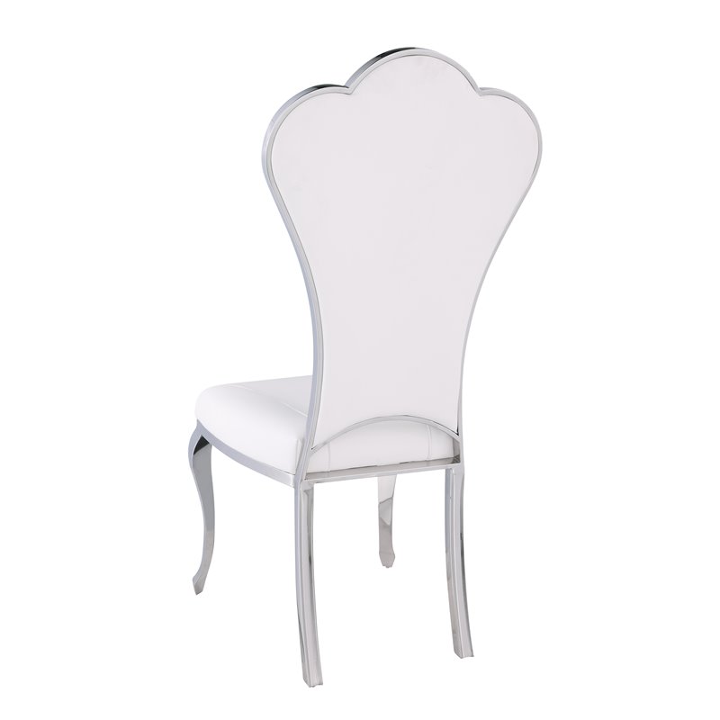 Milan Remi Shell-Back Faux Leather Side Chair in White (Set of 2)
