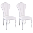Milan Remi Shell-Back Faux Leather Side Chair in White (Set of 2)