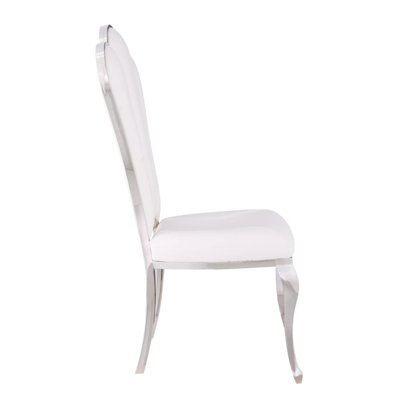 Milan Remi Shell-Back Faux Leather Side Chair in White (Set of 2)