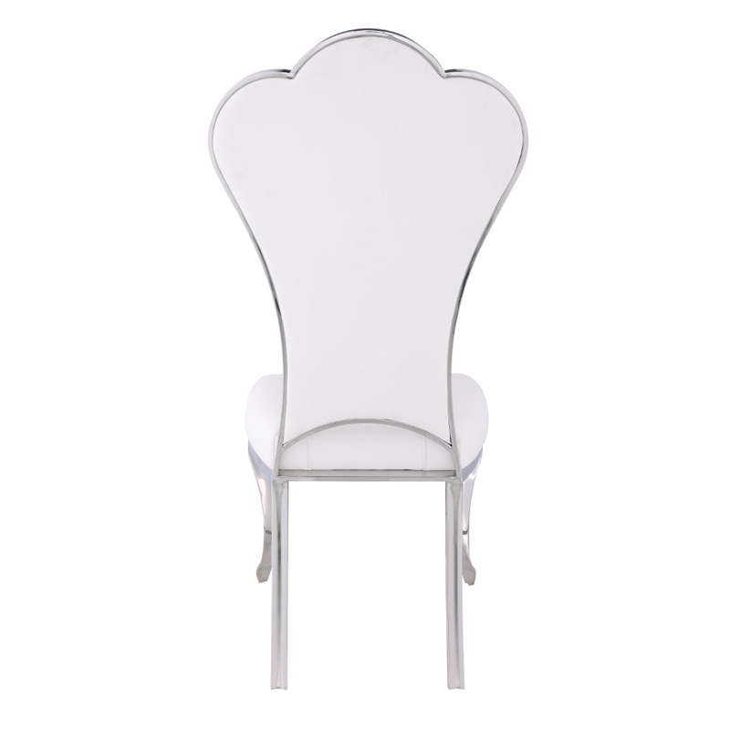 Milan Remi Shell-Back Faux Leather Side Chair in White (Set of 2)