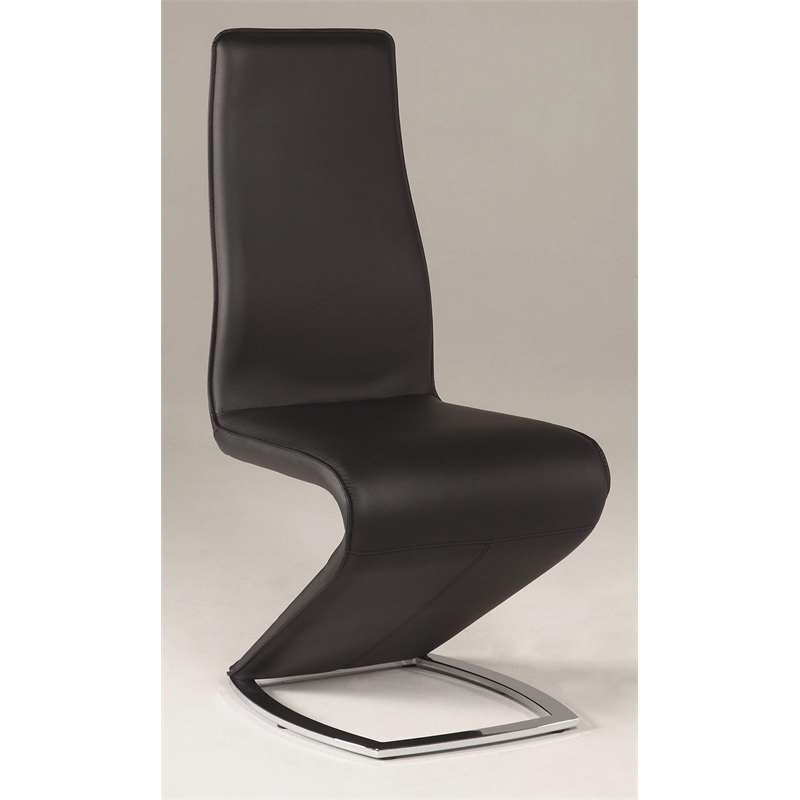Milan Tatiana Z-Shaped Modern Faux Leather Chair in Black (Set of 2)