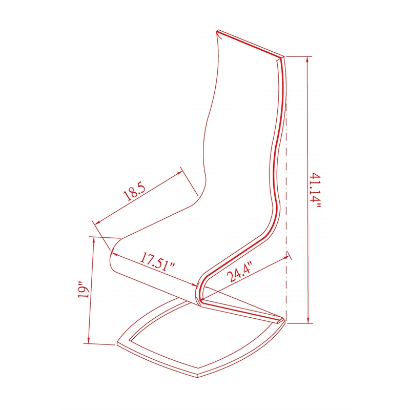 Milan Tatiana Z-Shaped Modern Faux Leather Chair in Black (Set of 2)