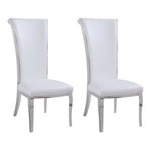 Milan Juliet Tall Faux Leather Seat Side Chairs in White (Set of 2)