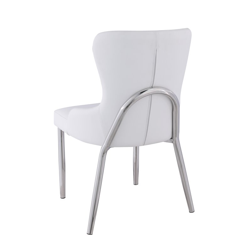 Milan Ema Contemporary Wing-Back Chair in White Faux Leather (Set of 2)