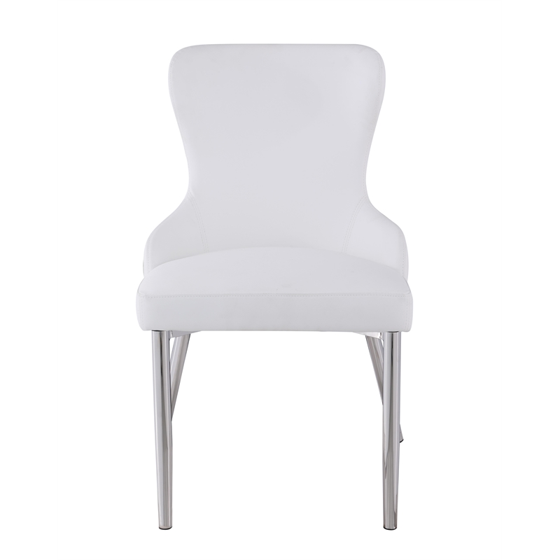 Milan Ema Contemporary Wing-Back Chair in White Faux Leather (Set of 2)