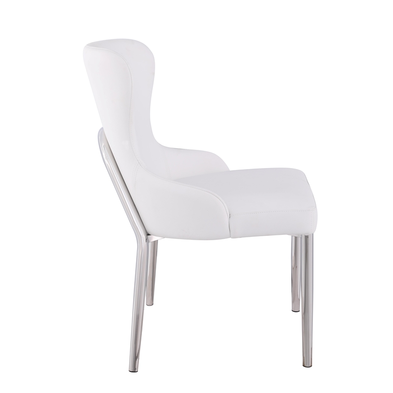 Milan Ema Contemporary Wing-Back Chair in White Faux Leather (Set of 2)