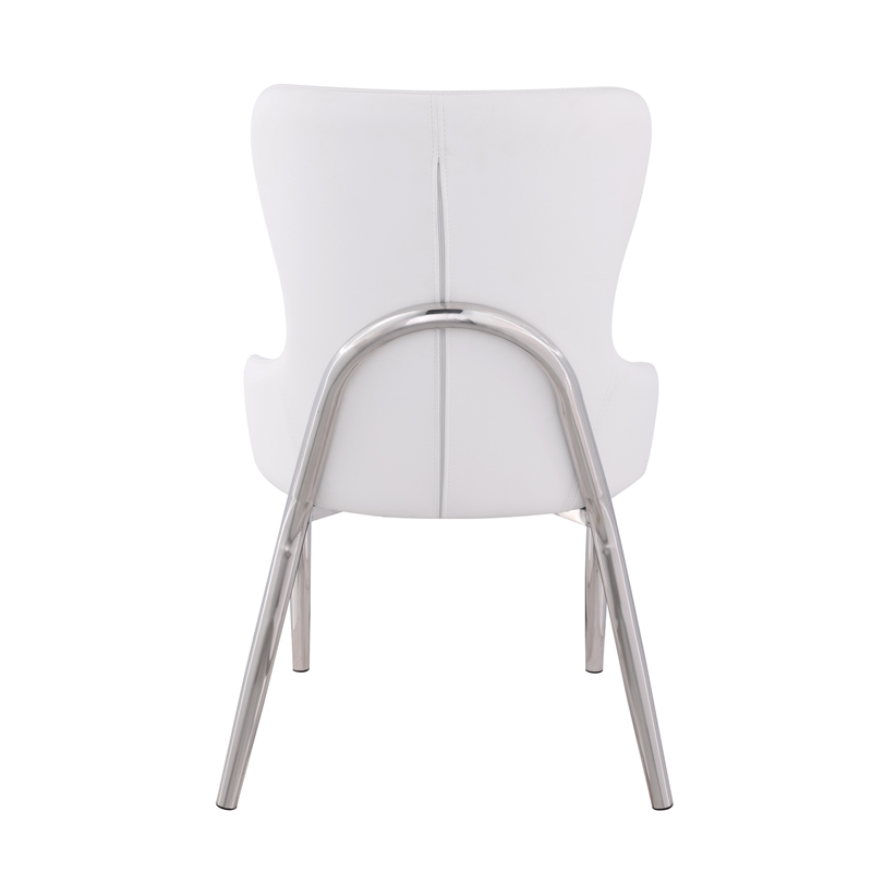 Milan Ema Contemporary Wing-Back Chair in White Faux Leather (Set of 2)
