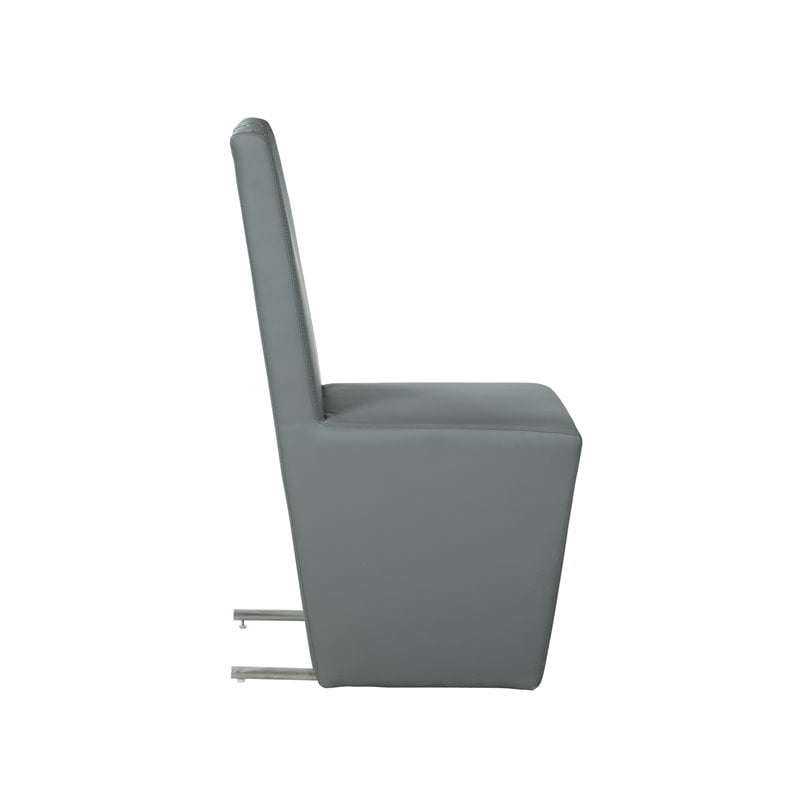 Milan Eva Handle-Back Faux Leather Side Chair in Gray (Set of 2)