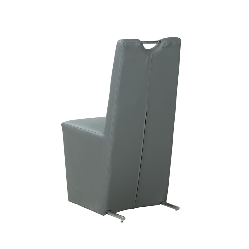 Milan Eva Handle-Back Faux Leather Side Chair in Gray (Set of 2)
