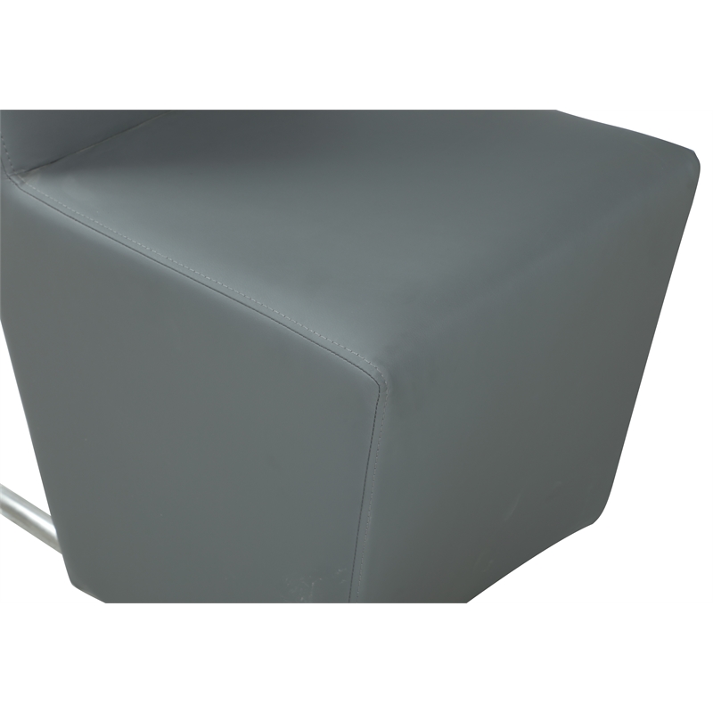 Milan Eva Handle-Back Faux Leather Side Chair in Gray (Set of 2)