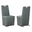 Milan Eva Handle-Back Faux Leather Side Chair in Gray (Set of 2)