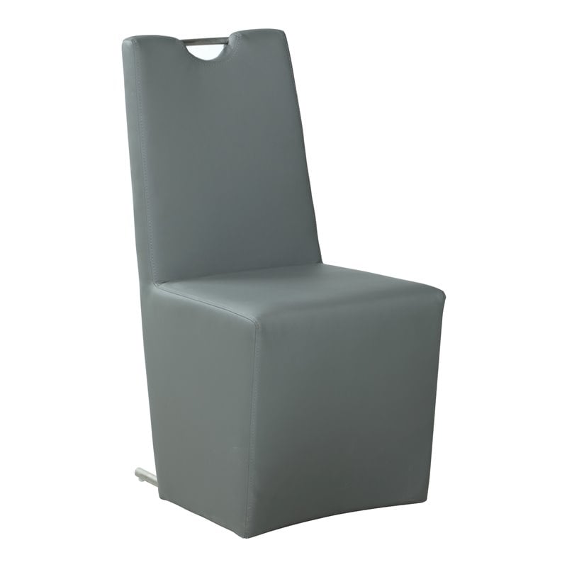 Milan Eva Handle-Back Faux Leather Side Chair in Gray (Set of 2)