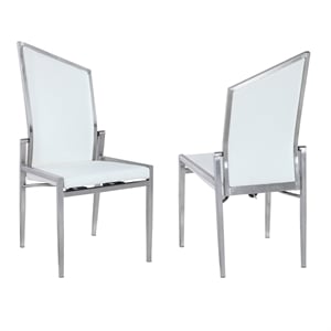 Milan Alana 41.5&quot Motion-Back Side Chairs in White/Brushed (Set of 2)