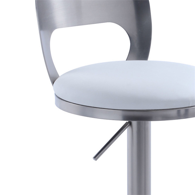 Milan Mei Oval Metal-Back Faux Leather Adjustable Height Stool in White