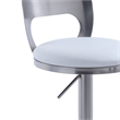 Milan Mei Oval Metal-Back Faux Leather Adjustable Height Stool in White