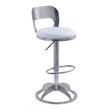 Milan Mei Oval Metal-Back Faux Leather Adjustable Height Stool in White