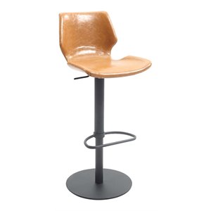 milan esmeralda polyurethane high-back pneumatic-adjustable stool in brown