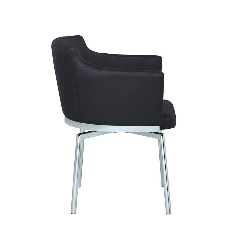 Milan Danah Club Arm Chairs with Memory Swivel in Black (Set of 2)