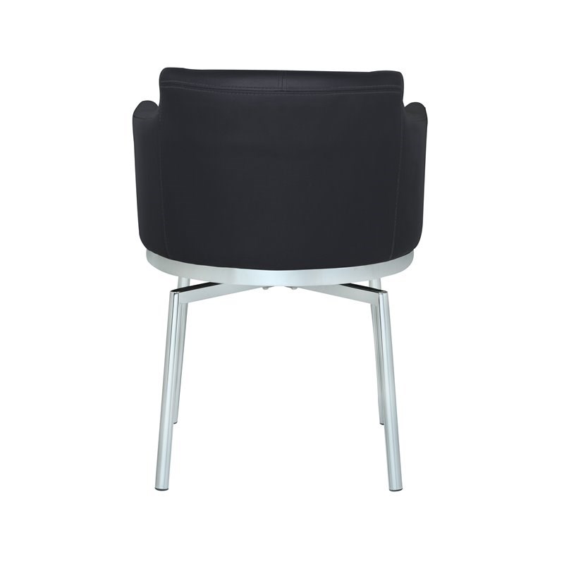 Milan Danah Club Arm Chairs with Memory Swivel in Black (Set of 2)