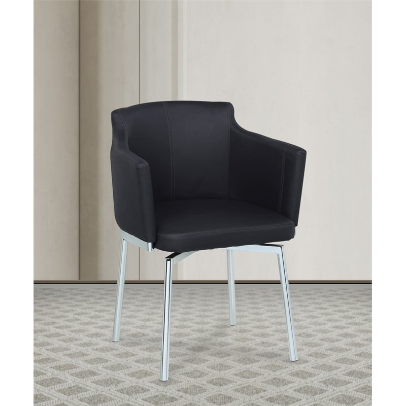 Milan Danah Club Arm Chairs with Memory Swivel in Black (Set of 2)