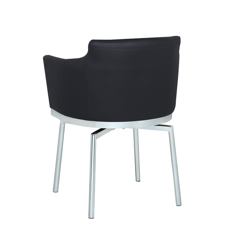 Milan Danah Club Arm Chairs with Memory Swivel in Black (Set of 2)