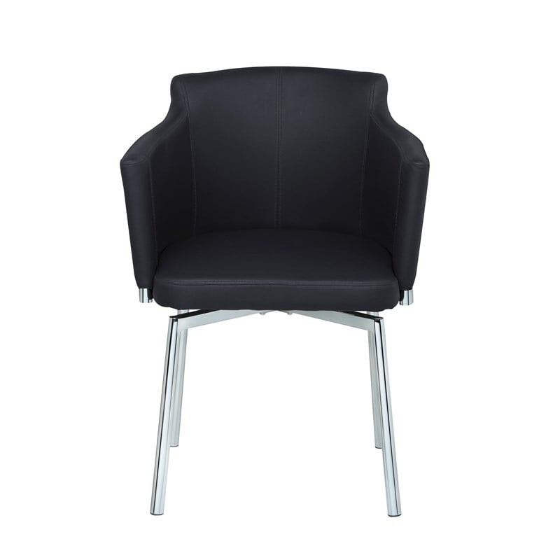 Milan Danah Club Arm Chairs with Memory Swivel in Black (Set of 2)