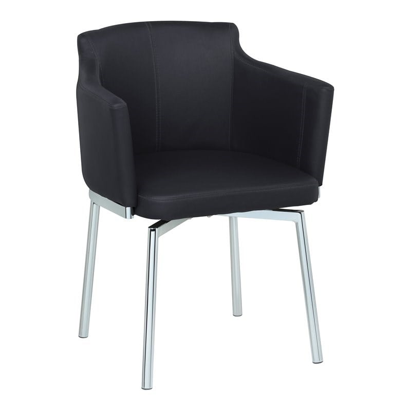 Milan Danah Club Arm Chairs with Memory Swivel in Black (Set of 2)