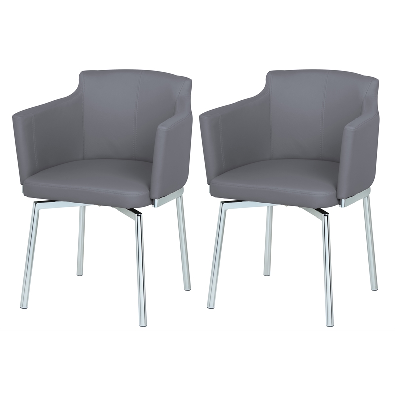 Milan Danah Club Arm Chairs with Memory Swivel in Gray (Set of 2)