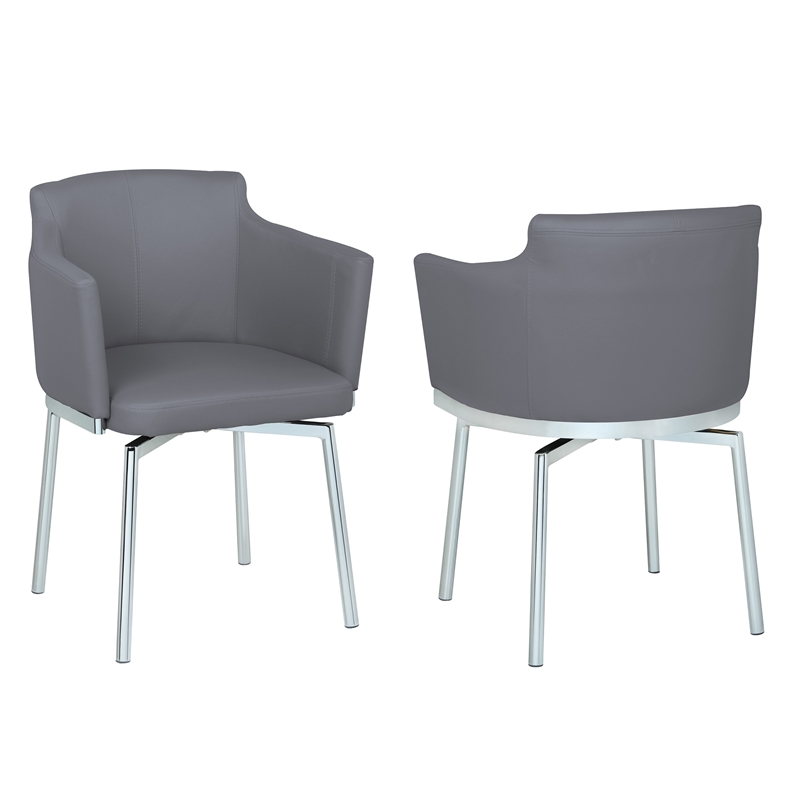 Milan Danah Club Arm Chairs with Memory Swivel in Gray (Set of 2)