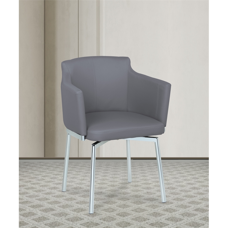 Milan Danah Club Arm Chairs with Memory Swivel in Gray (Set of 2)