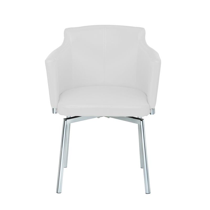 Milan Danah Club Arm Chairs with Memory Swivel in White (Set of 2)