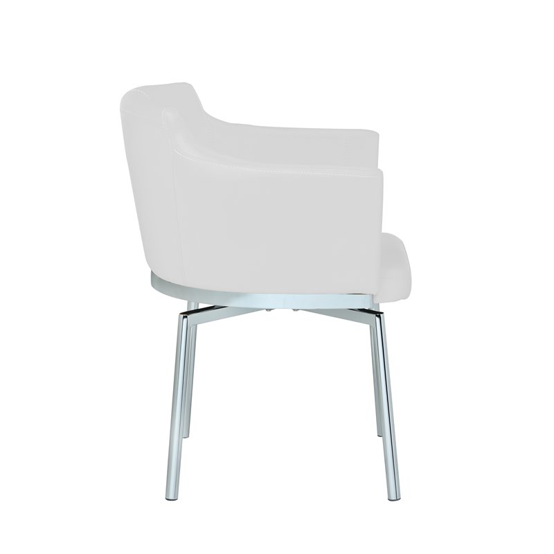 Milan Danah Club Arm Chairs with Memory Swivel in White (Set of 2)