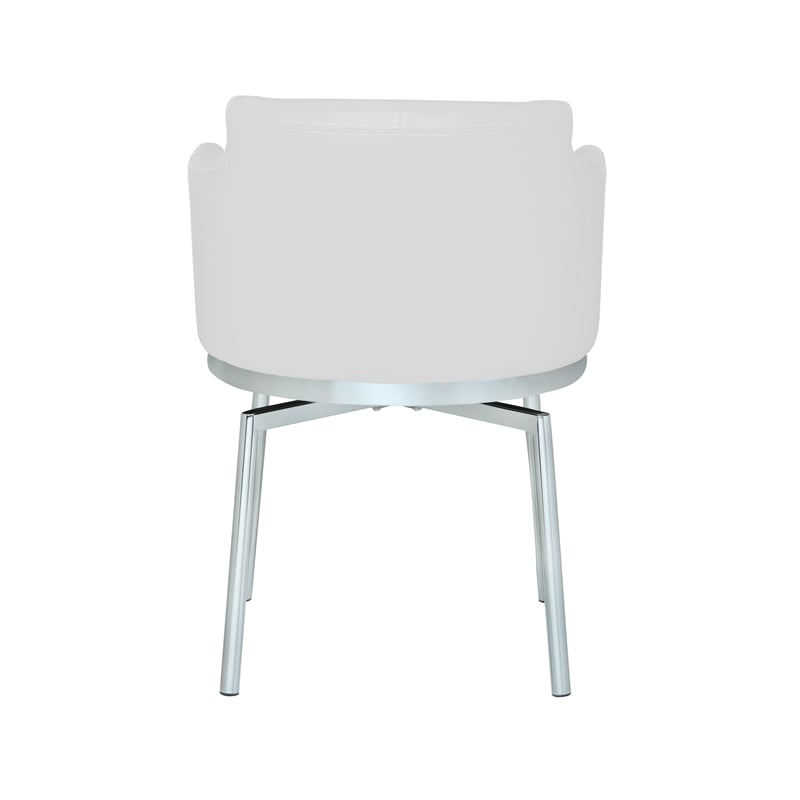 Milan Danah Club Arm Chairs with Memory Swivel in White (Set of 2)