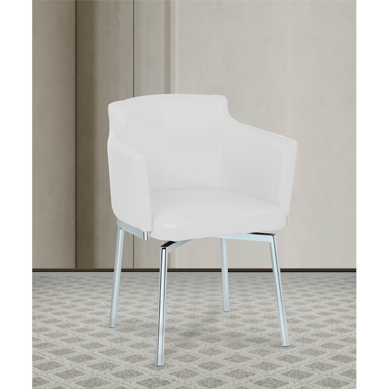 Milan Danah Club Arm Chairs with Memory Swivel in White (Set of 2)