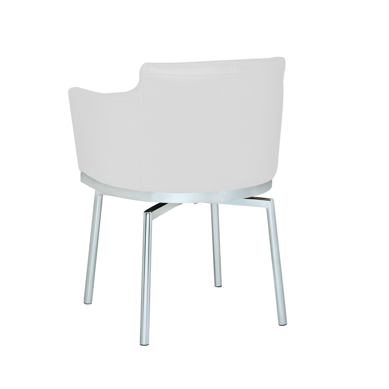 Milan Danah Club Arm Chairs with Memory Swivel in White (Set of 2)