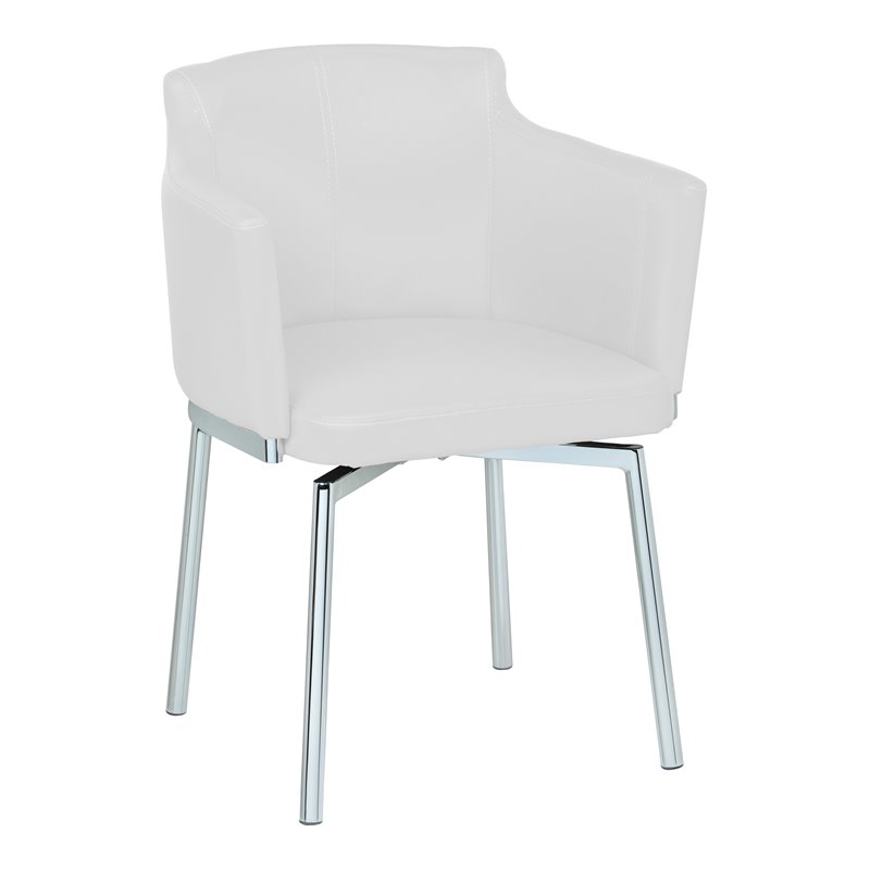 Milan Danah Club Arm Chairs with Memory Swivel in White (Set of 2)