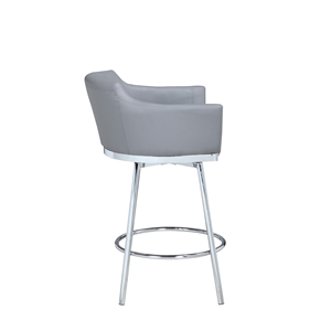 Milan Dahlia 40.4&quot Modern Club Bar Stool with Memory Swivel in White