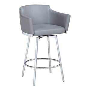 Milan Dahlia 36.4&quot Modern Club Counter Stool w/ Memory Swivel in Gray