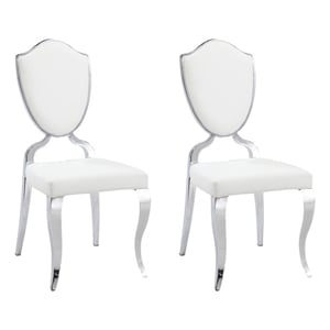 milan lana shield-back cabriole side chair in white (set of 2)