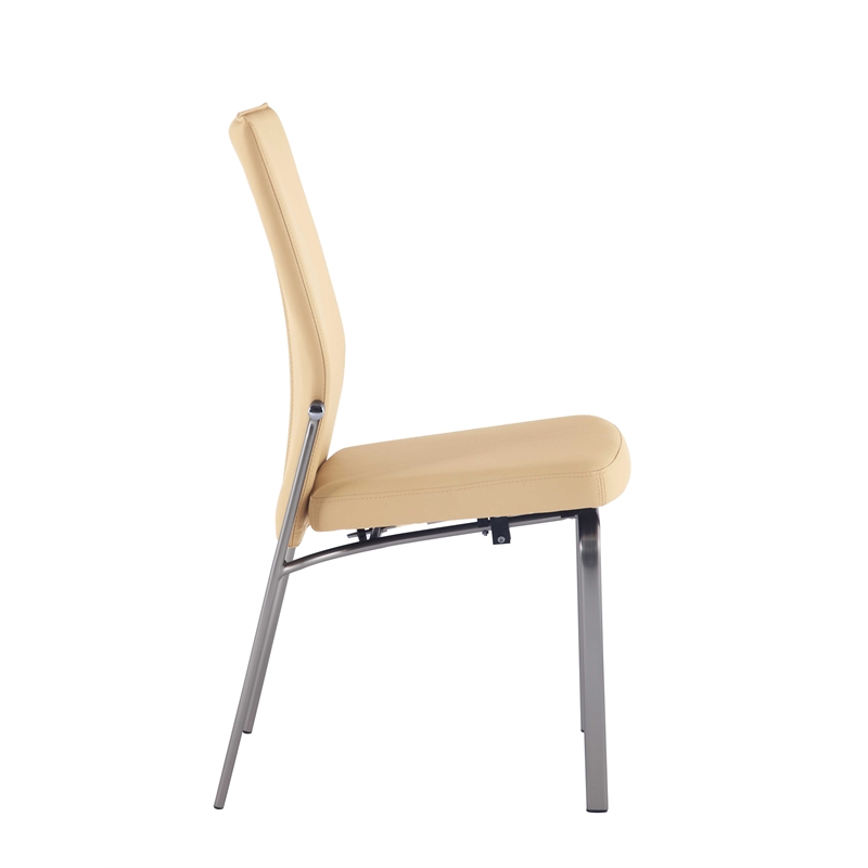 Milan Marjorie Motion-Back Faux Leather Side Chair in Beige (Set of 2)