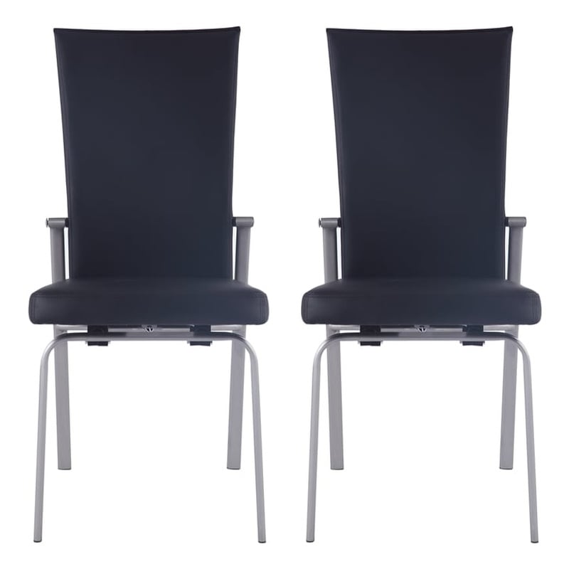 Milan Monique Motion-Back Faux Leather Side Chair in Black (Set of 2)