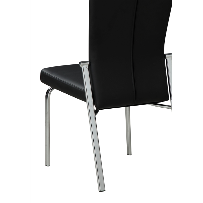 Milan Monique Motion-Back Faux Leather Side Chair in Black (Set of 2)