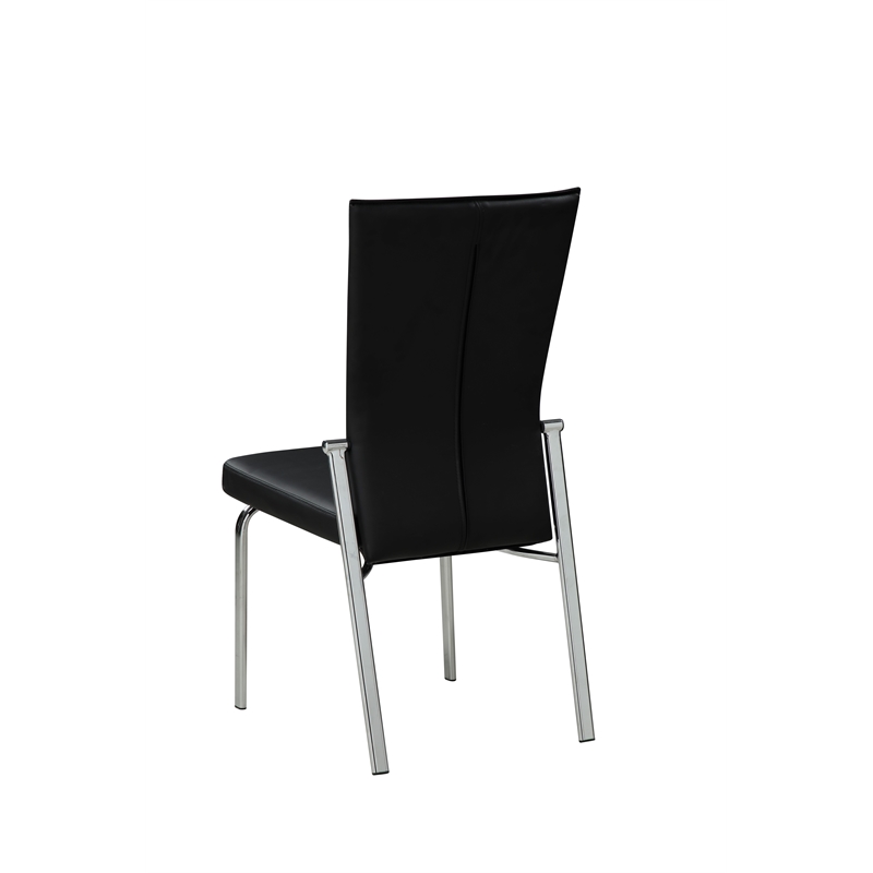 Milan Monique Motion-Back Faux Leather Side Chair in Black (Set of 2)