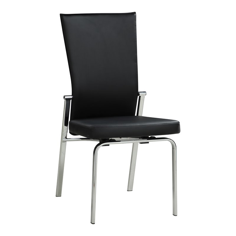 Milan Monique Motion-Back Faux Leather Side Chair in Black (Set of 2)